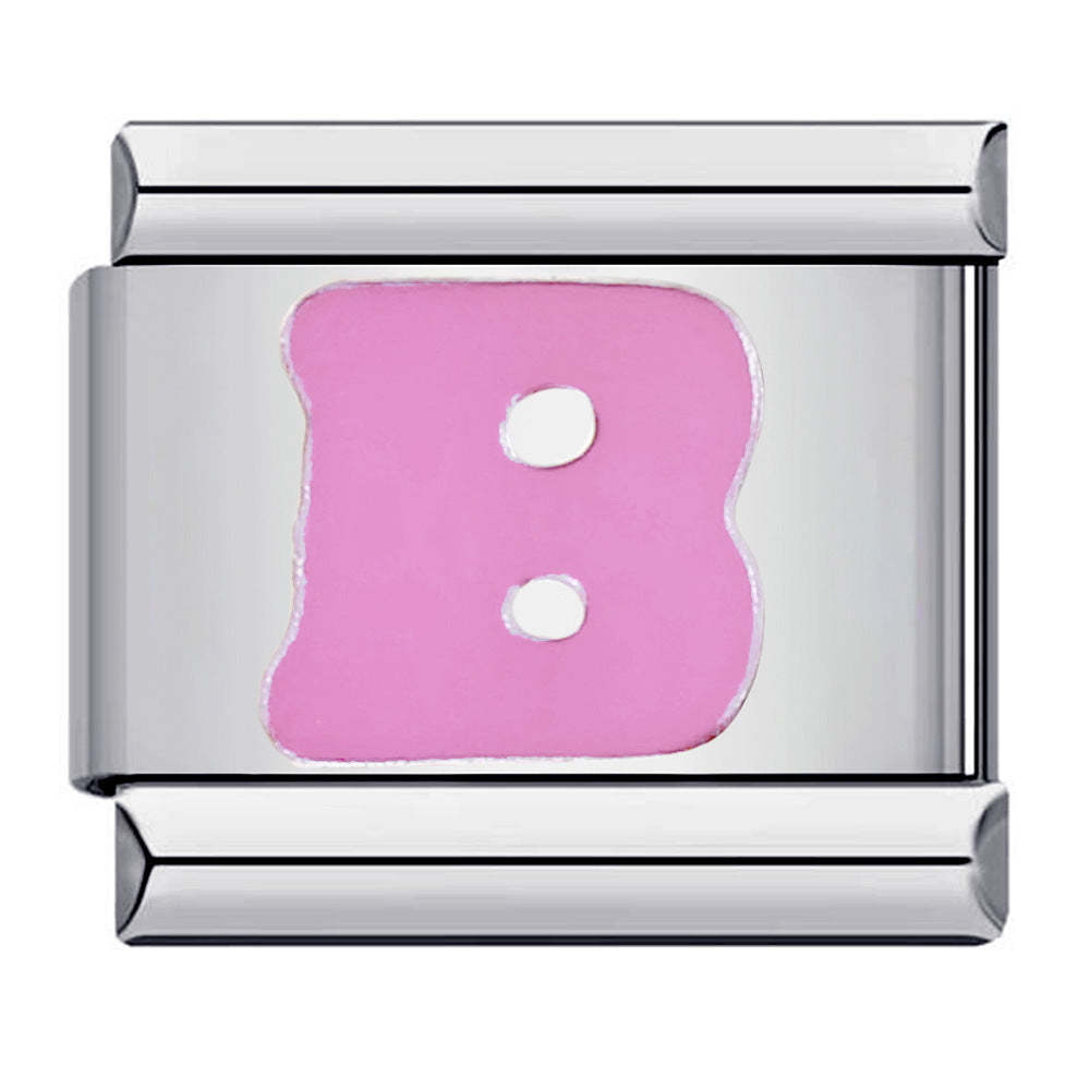 Rosafarbener Italienischer Buchstabe B Für Italienische Charm-armbänder Composable Link - soufeede