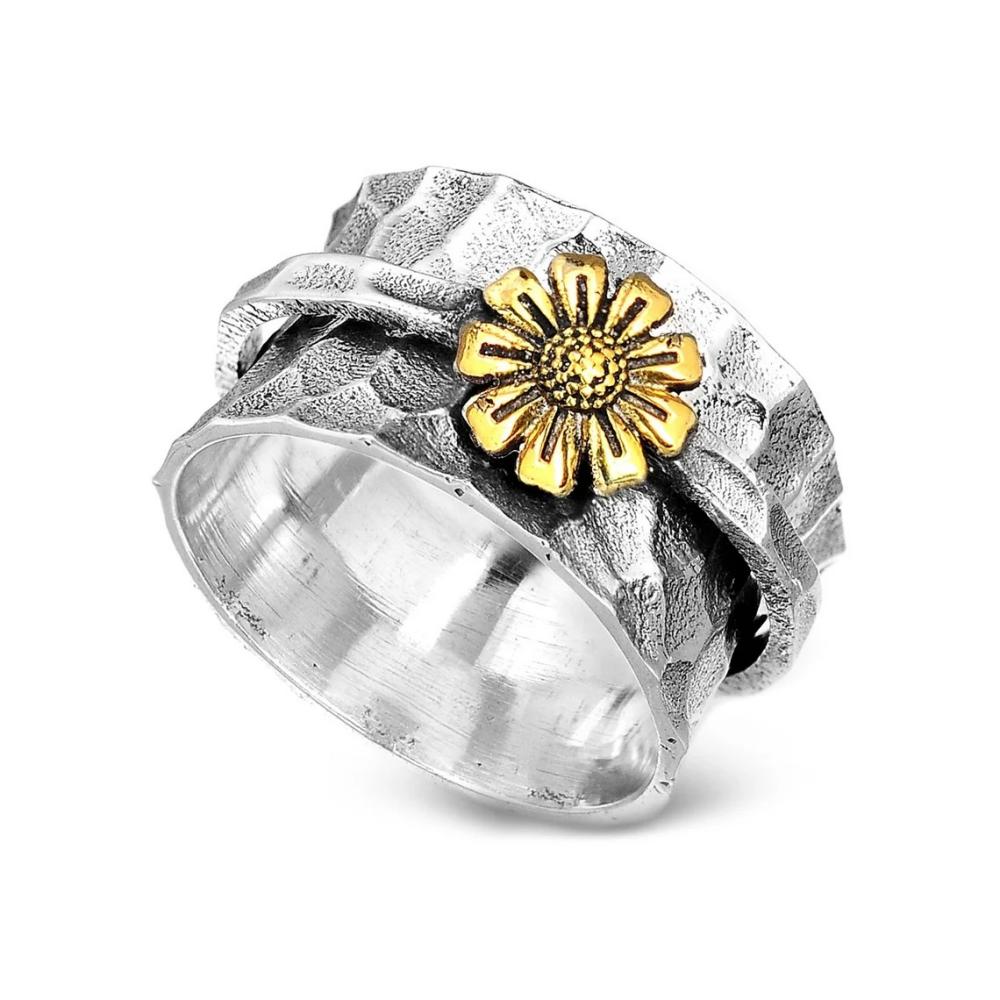 Daisy Fidget Anxiety Ring Meditation Spinner Ring Schmuck Geschenke Für Frauen Mädchen - soufeede