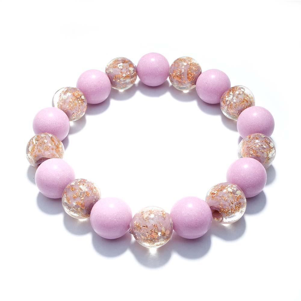 Lila Glühwürmchen-glas-stretch-perlenarmband, Leuchtet Im Dunkeln, Leuchtendes Armband - soufeede