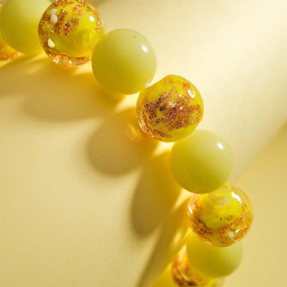 Gelbes Firefly-glas-stretch-perlenarmband, Das Im Dunkeln Leuchtet, Leuchtendes Armband - soufeede