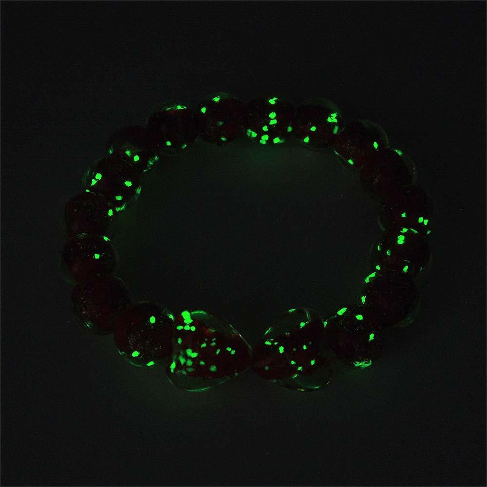 Rotes Heart-to-heart Firefly-glas-stretch-perlenarmband, Das Im Dunkeln Leuchtet - soufeede