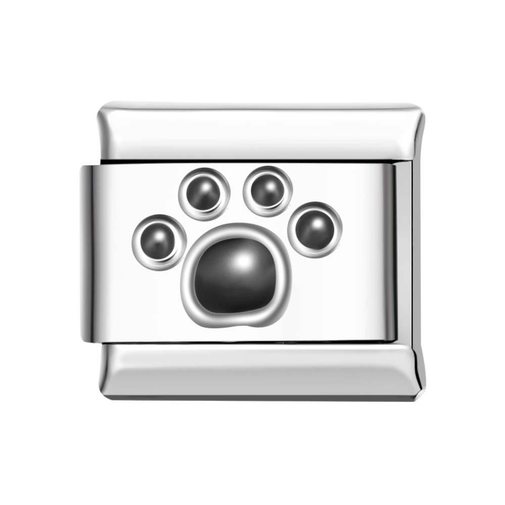 Katzenpfote – Dunkelschwarzer Italienischer Charm Für Italienische Charm-armbänder Composable Link - soufeede