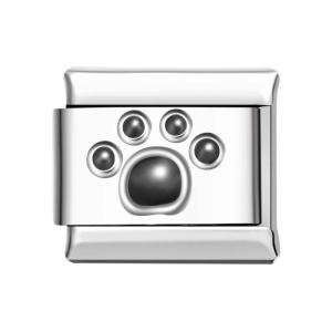 Katzenpfote – Dunkelschwarzer Italienischer Charm Für Italienische Charm-armbänder Composable Link