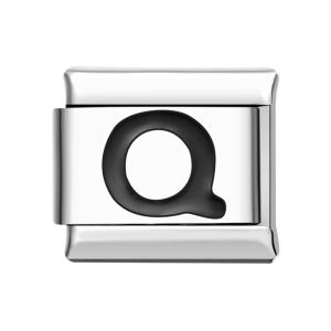 Alphabet-q-schwarzer Italienischer Charm Für Italienische Charm-armbänder Composable Link