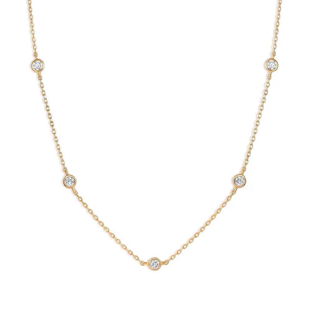 Klassische Goldkette Mit Diamanten, Minimalistische Kette, Zierliche Und Dünne Halskette - soufeede