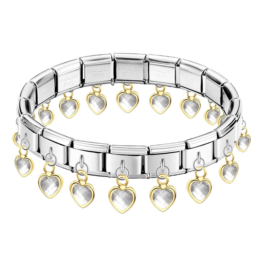 Weißes Italienisches Vintage-charm-armband Mit Herz-anhänger - soufeede