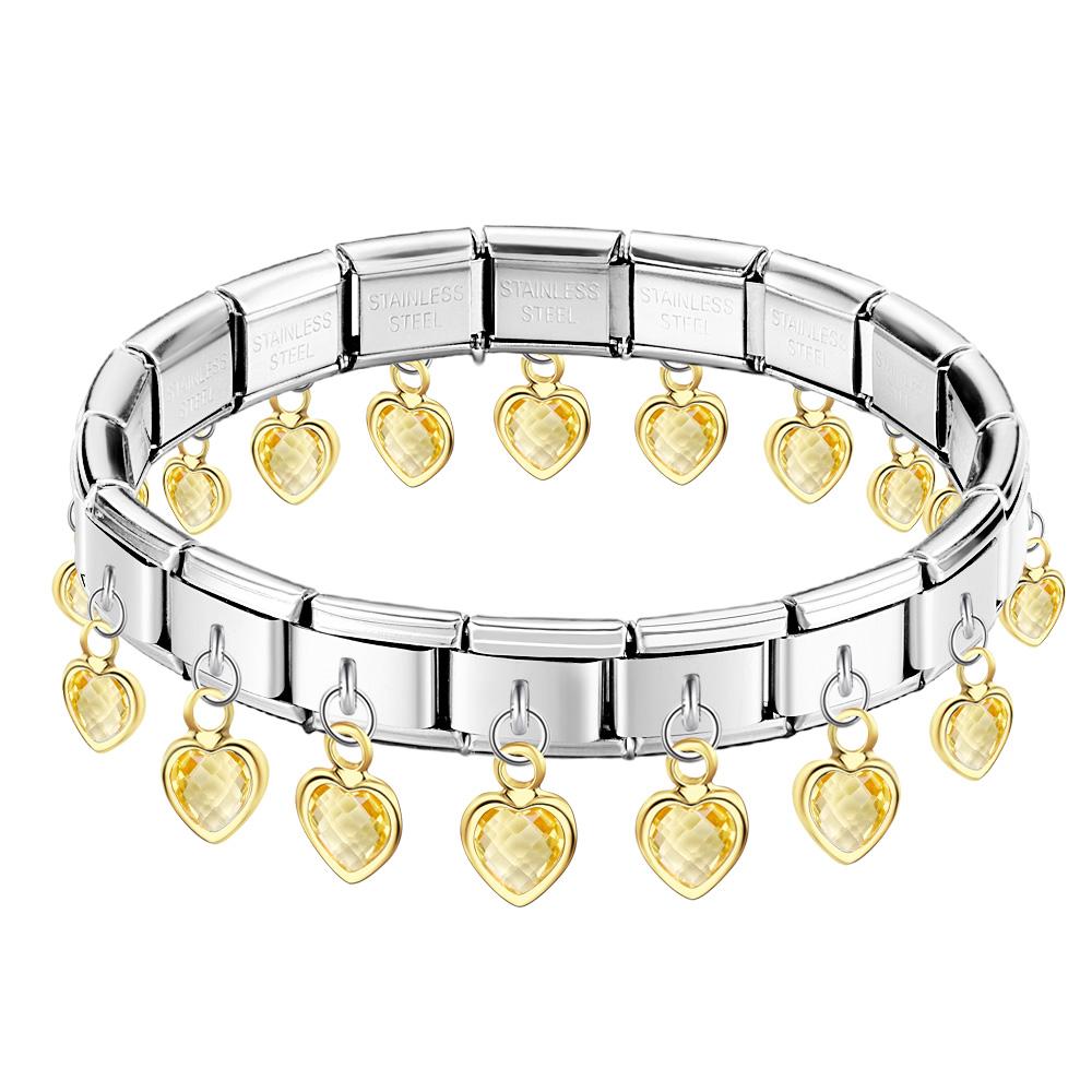 Champagner-herz-armband Im Vintage-stil, Italienisches Charm-armband - soufeede
