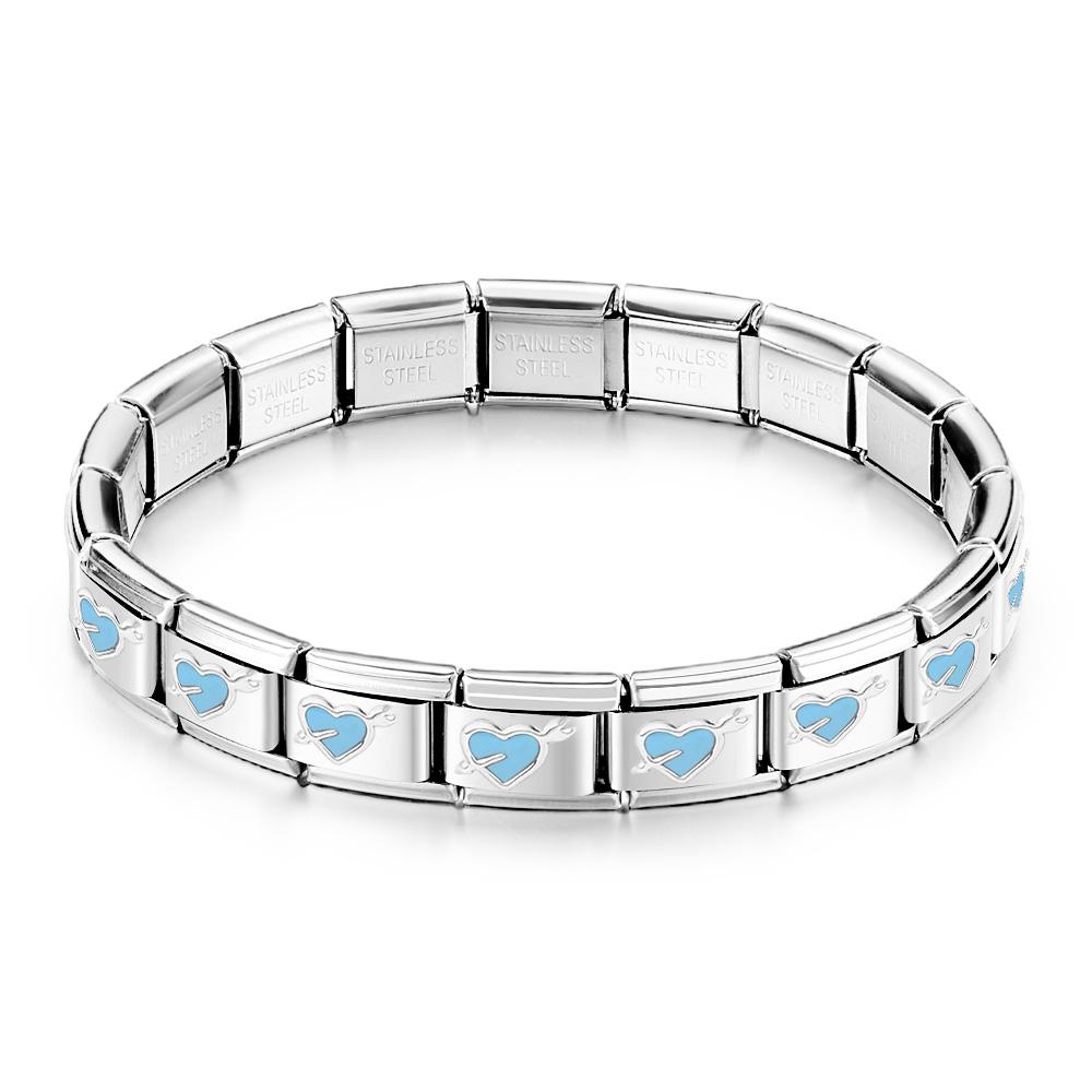Liebe Auf Den Ersten Blick Hellblaues Italienisches Vintage-charm-armband - soufeede