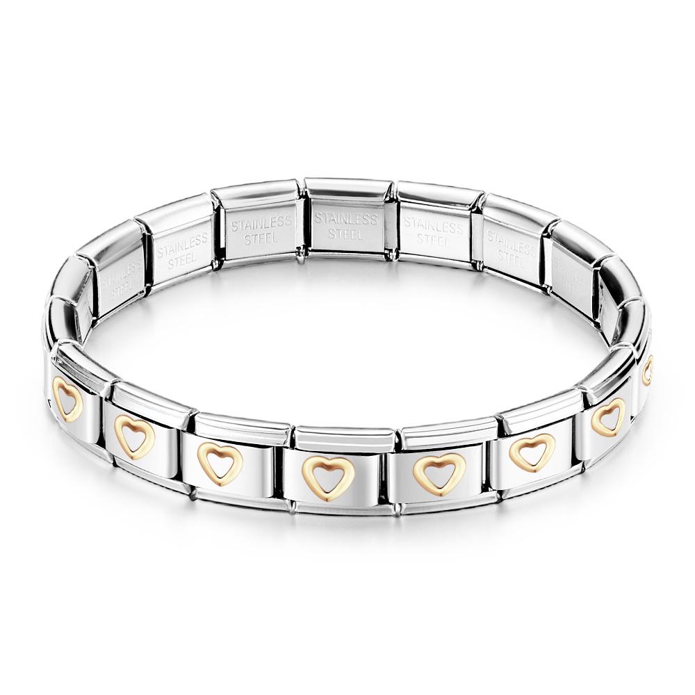 Gold Line Herz Vintage Italienisches Charm-armband - soufeede