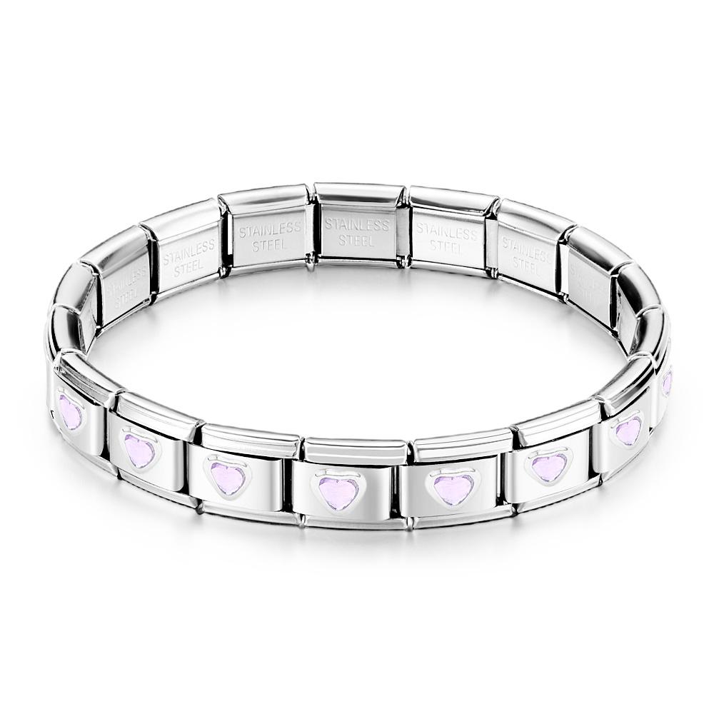 Lila Herz-edelstein Vintage Italienisches Charm-armband - soufeede