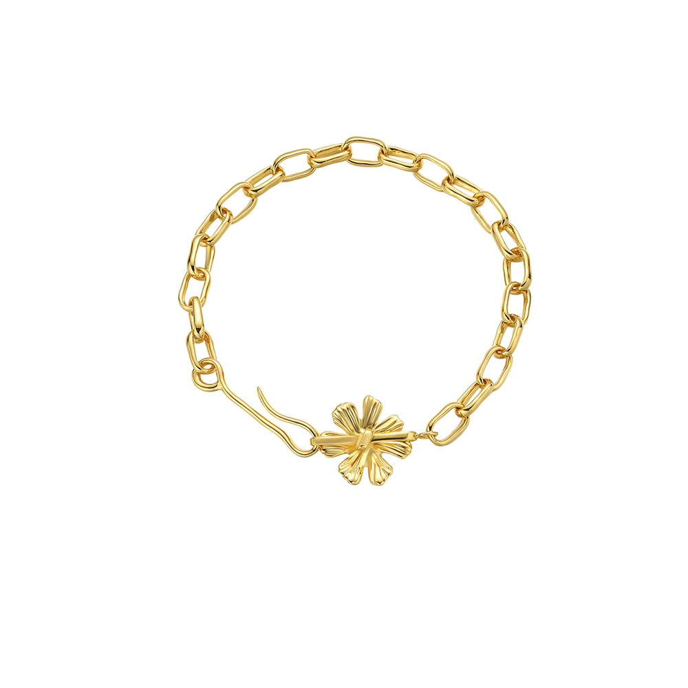Goldenes Armband Mit Einzelner Blume Aus Der Cosmos-kollektion - soufeede