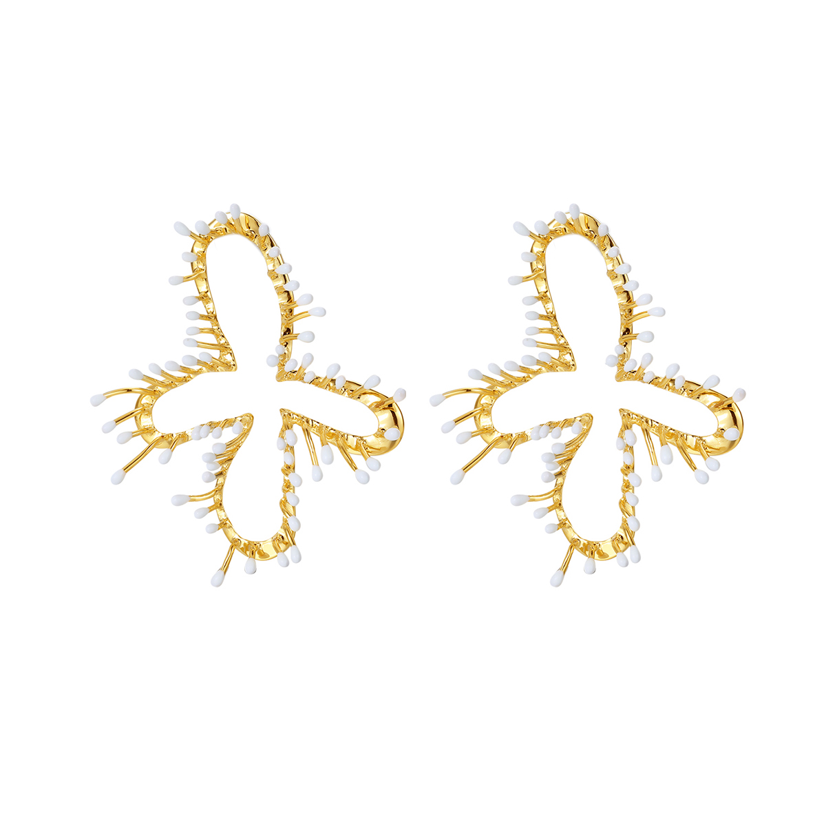 Stamens-kollektion Vier Stamens-ohrringe Mit Weißer Emaille - soufeede