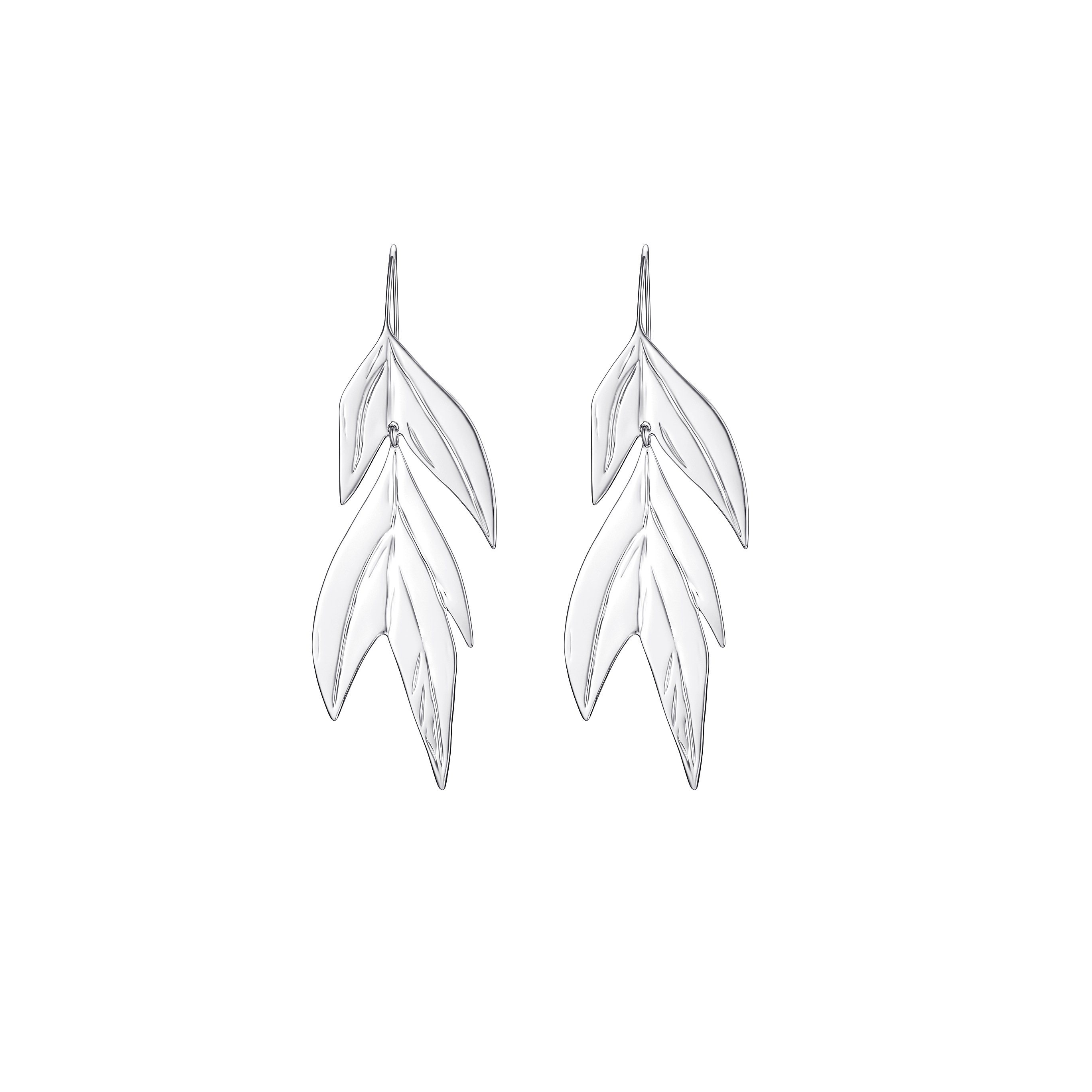 Blattförmige Ohrringe Aus Der Palms-kollektion, Rhodiniert - soufeede