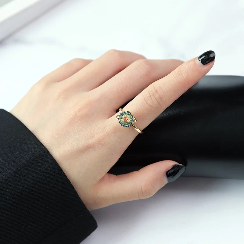 Zappelring Für Angstzustände, Angstlinderung, Dekompressionsring, Planetöffnung, Verstellbarer Ring, Geschenk Für Frauen - soufeede