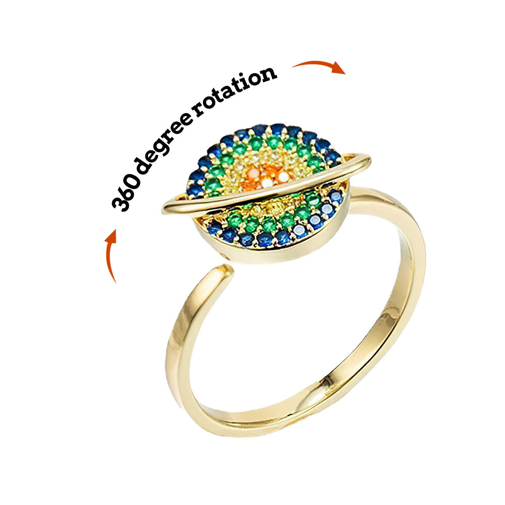 Zappelring Für Angstzustände, Angstlinderung, Dekompressionsring, Planetöffnung, Verstellbarer Ring, Geschenk Für Frauen - soufeede
