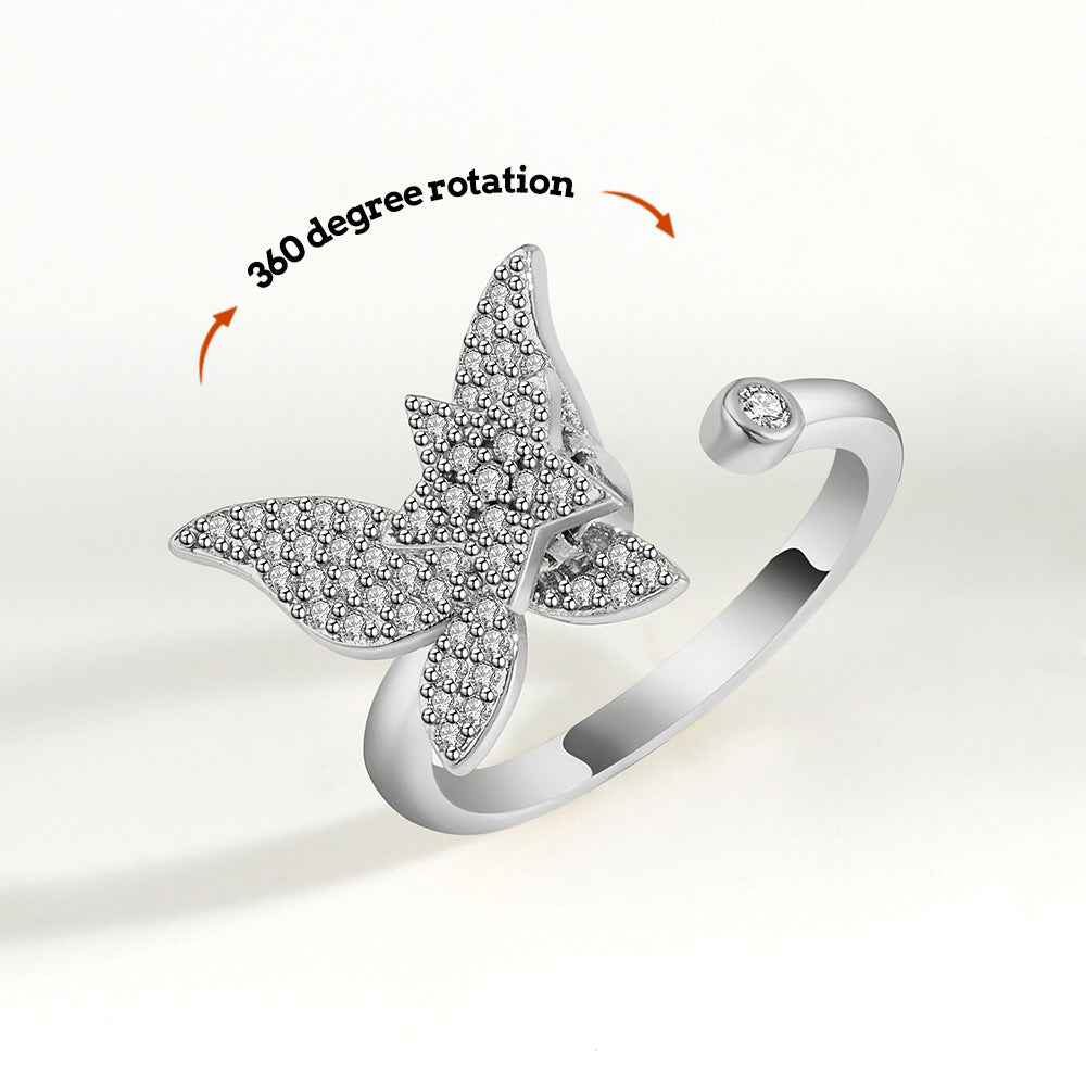 Angstring Dekompressionsring Anti-angstlinderung Verstellbarer Schmetterlingsring Schmuck Geschenk - soufeede