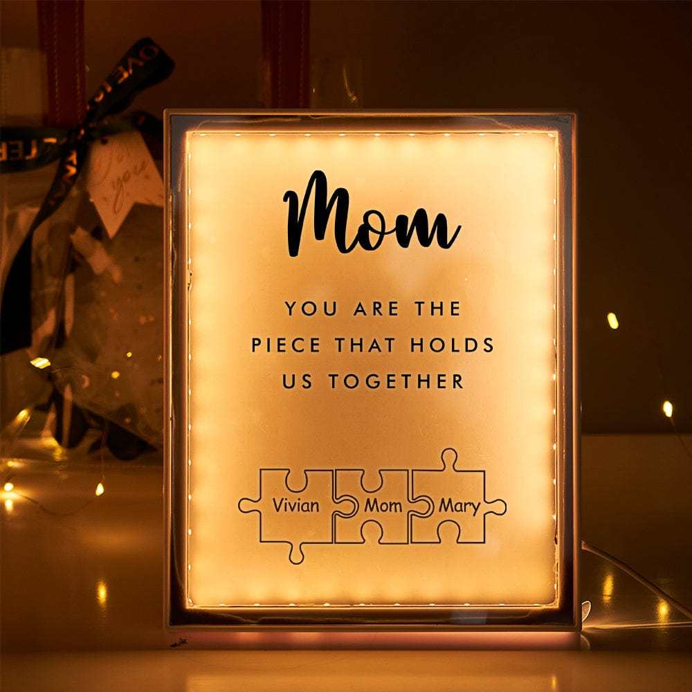 Personalized Name Mirror Light Custom Mama You Are The Piece That Holds Us Together Night Light for Mama