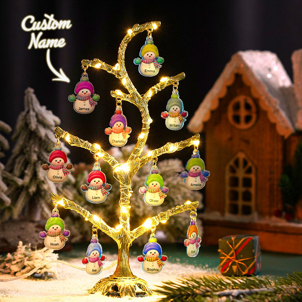 Personalisiertes Weihnachtsnachtlicht mit Namen Schneemann Baumlicht Schlafzimmer Nachtlicht Weihnachtsgeschenke