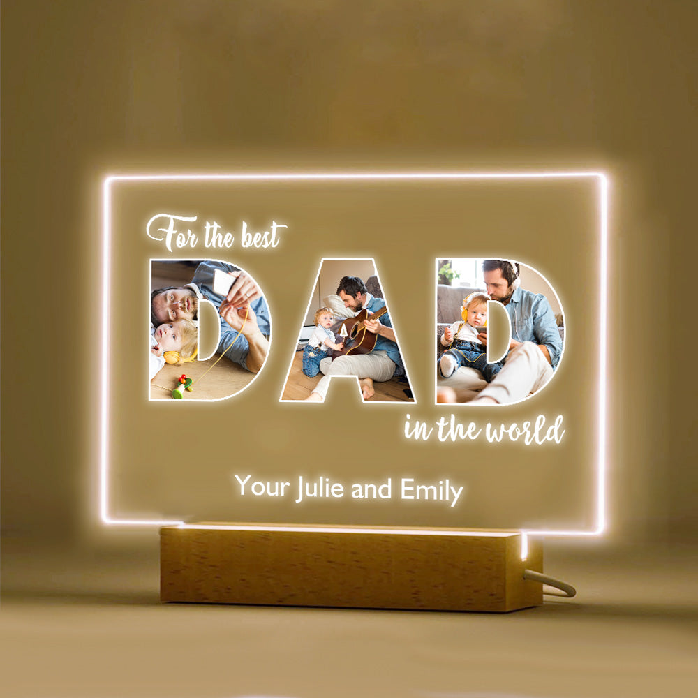 Personalisiertes Vatertags-nachtlicht, Personalisierte Foto-acryl-lampe, Geschenke Für Papa - soufeede