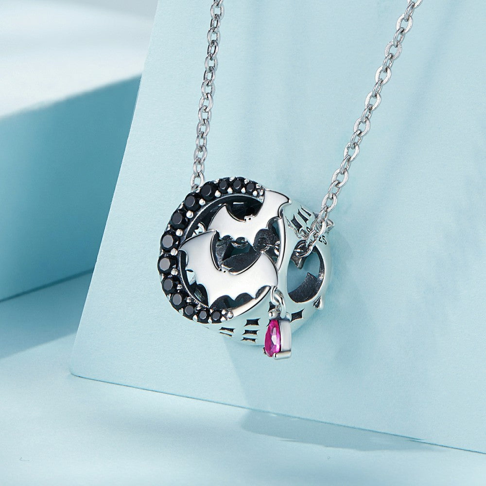 Fledermaus-Anhänger mit rosa Zirkon, 925er Sterlingsilber, xs2176