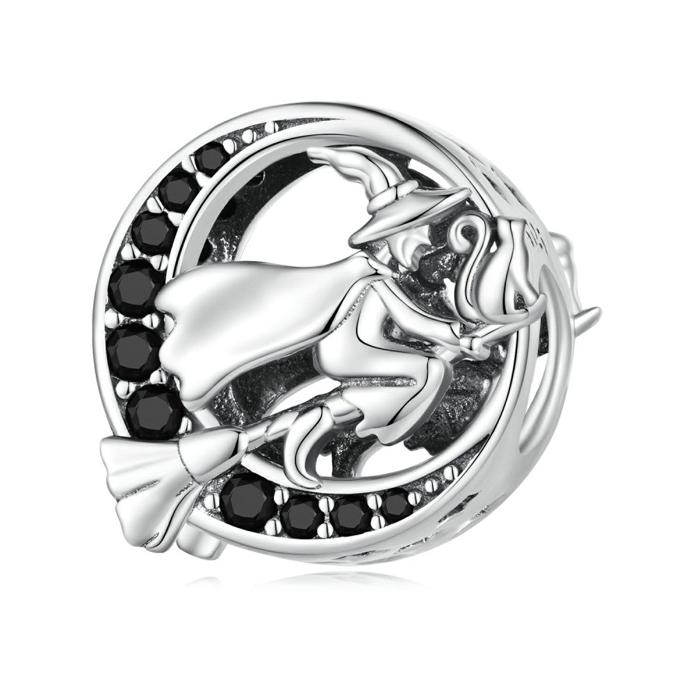 Hexenanhänger mit schwarzem Zirkon, 925er Sterlingsilber, xs2178