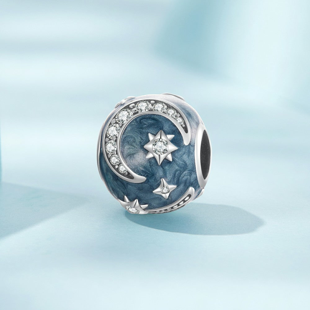 Sternenhimmel Galaxie Rauchblau Charm 925 Sterling Silber xs2191