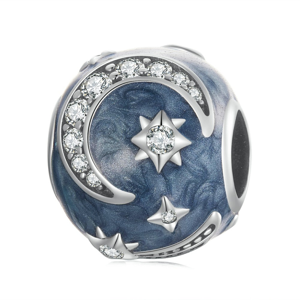 Sternenhimmel Galaxie Rauchblau Charm 925 Sterling Silber xs2191