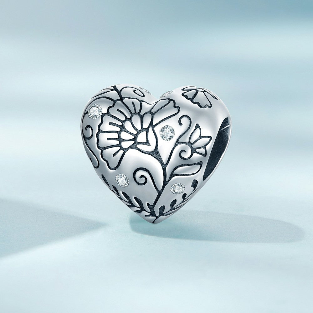 Muster Herzform Charm 925 Sterling Silber xs2204