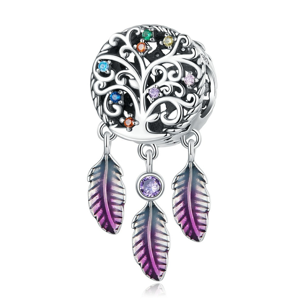 Baum des Lebens und Traumfänger-Charm 925er Sterlingsilber xs2232