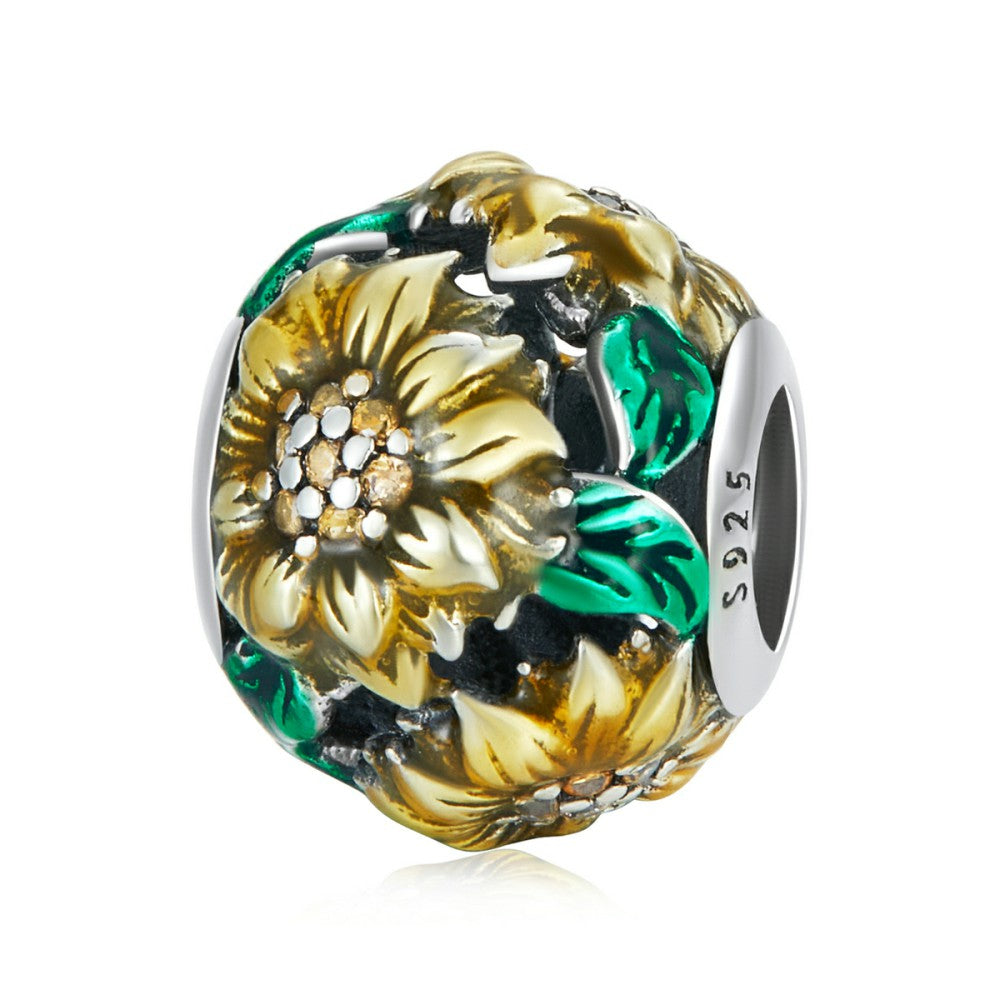 Sonnenblumen-Charm 925er Sterlingsilber xs2246
