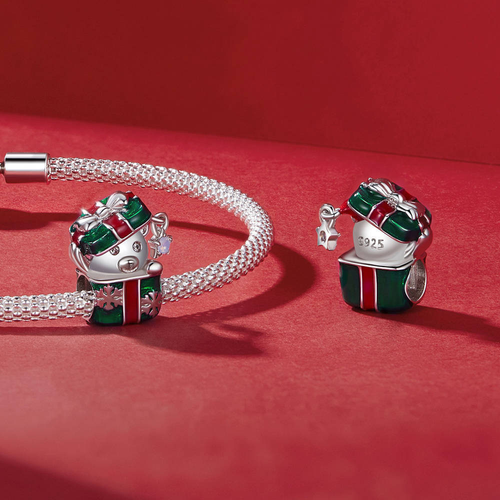Bär Weihnachtsgeschenkbox Charm Silber Weihnachtsgeschenke - soufeede