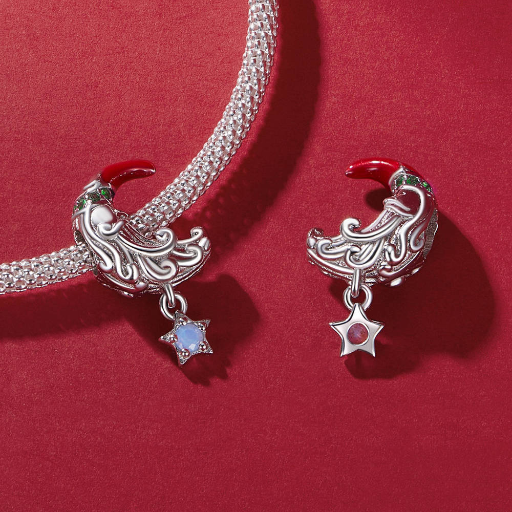Mondschein-weihnachtsmann-charm, Silberne Weihnachtsgeschenke - soufeede