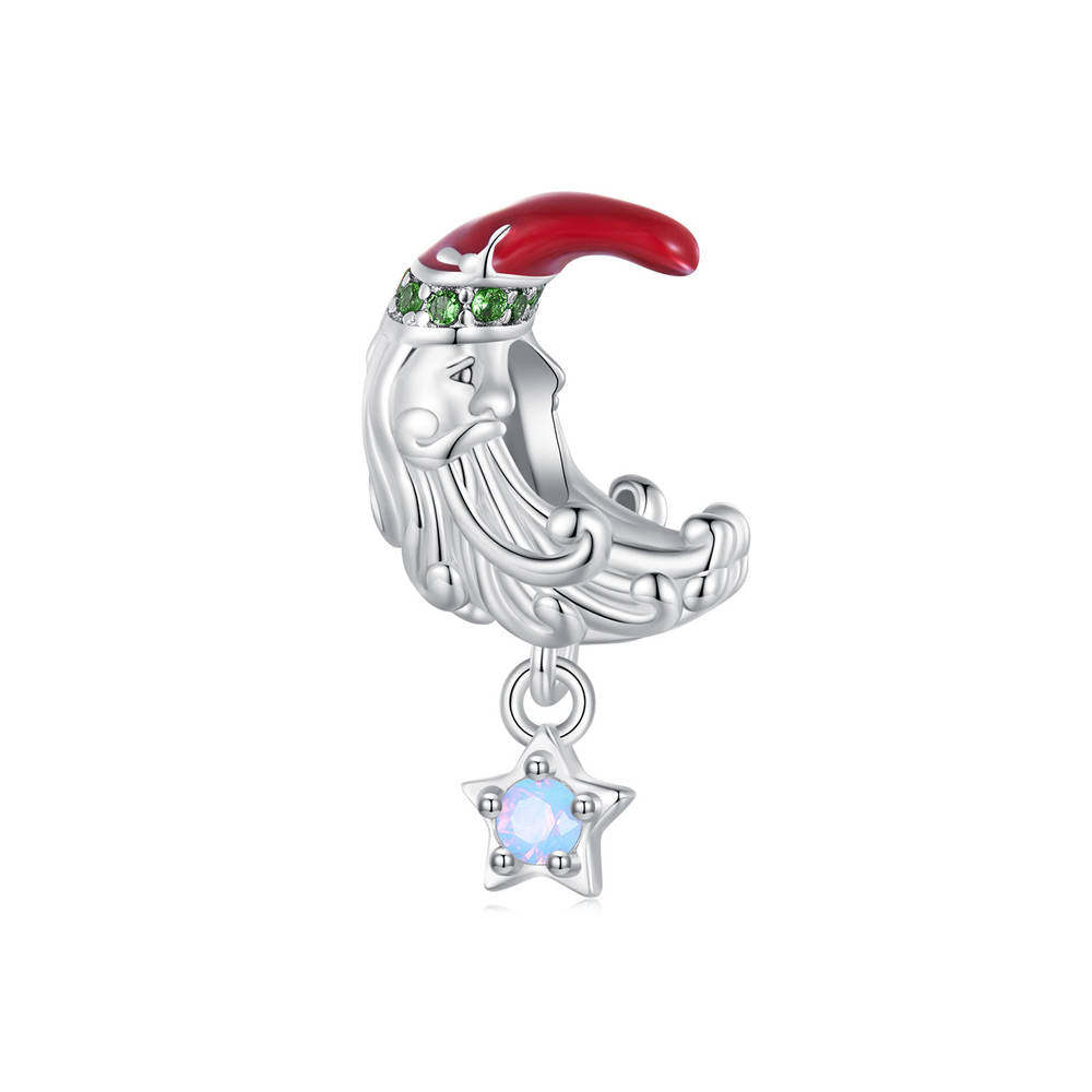 Mondschein-weihnachtsmann-charm, Silberne Weihnachtsgeschenke - soufeede