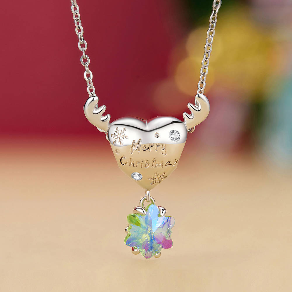 Elch Schneeflocke Charm Silber Weihnachtsgeschenke - soufeede