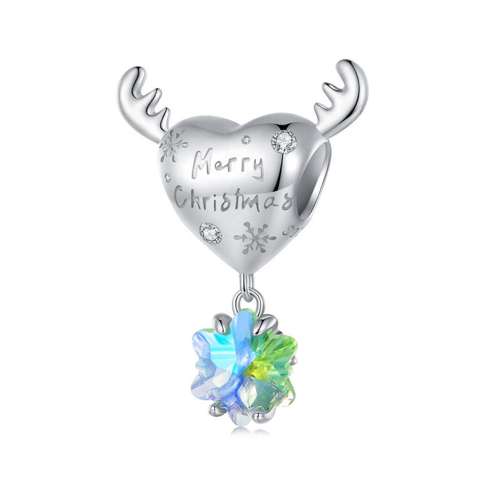 Elch Schneeflocke Charm Silber Weihnachtsgeschenke - soufeede