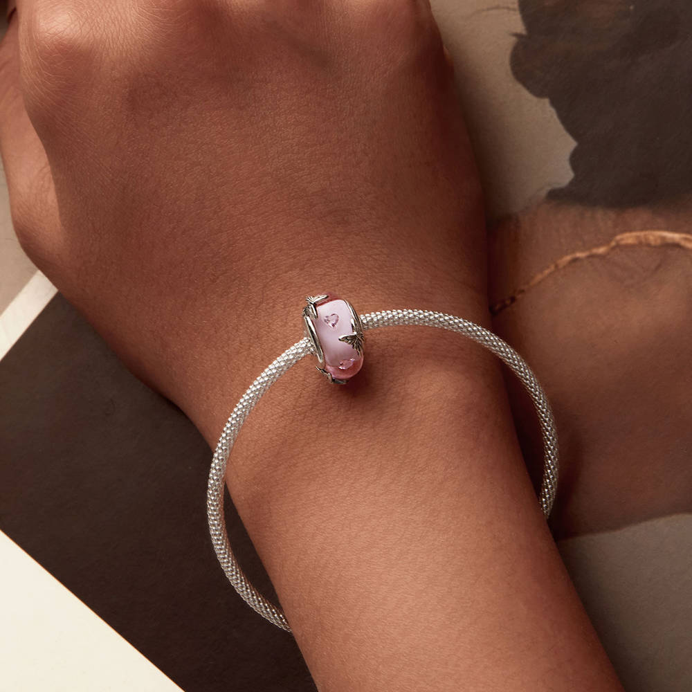 Schmetterling Rosa Glasperlen Stopper Charm Spacer Charm Silber Weihnachtsgeschenke - soufeede