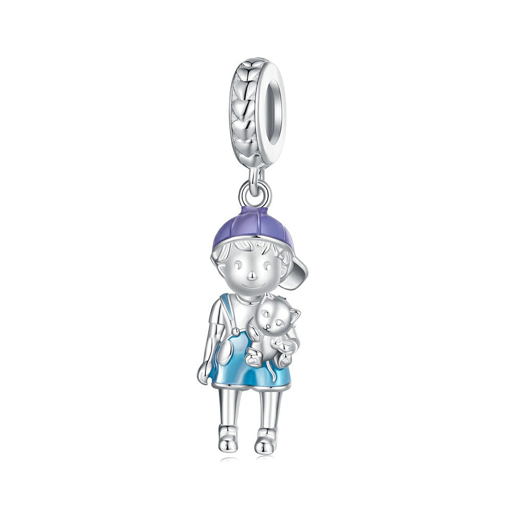 Charm-Anhänger für kleine Jungen, 925er Sterlingsilber, YB2288