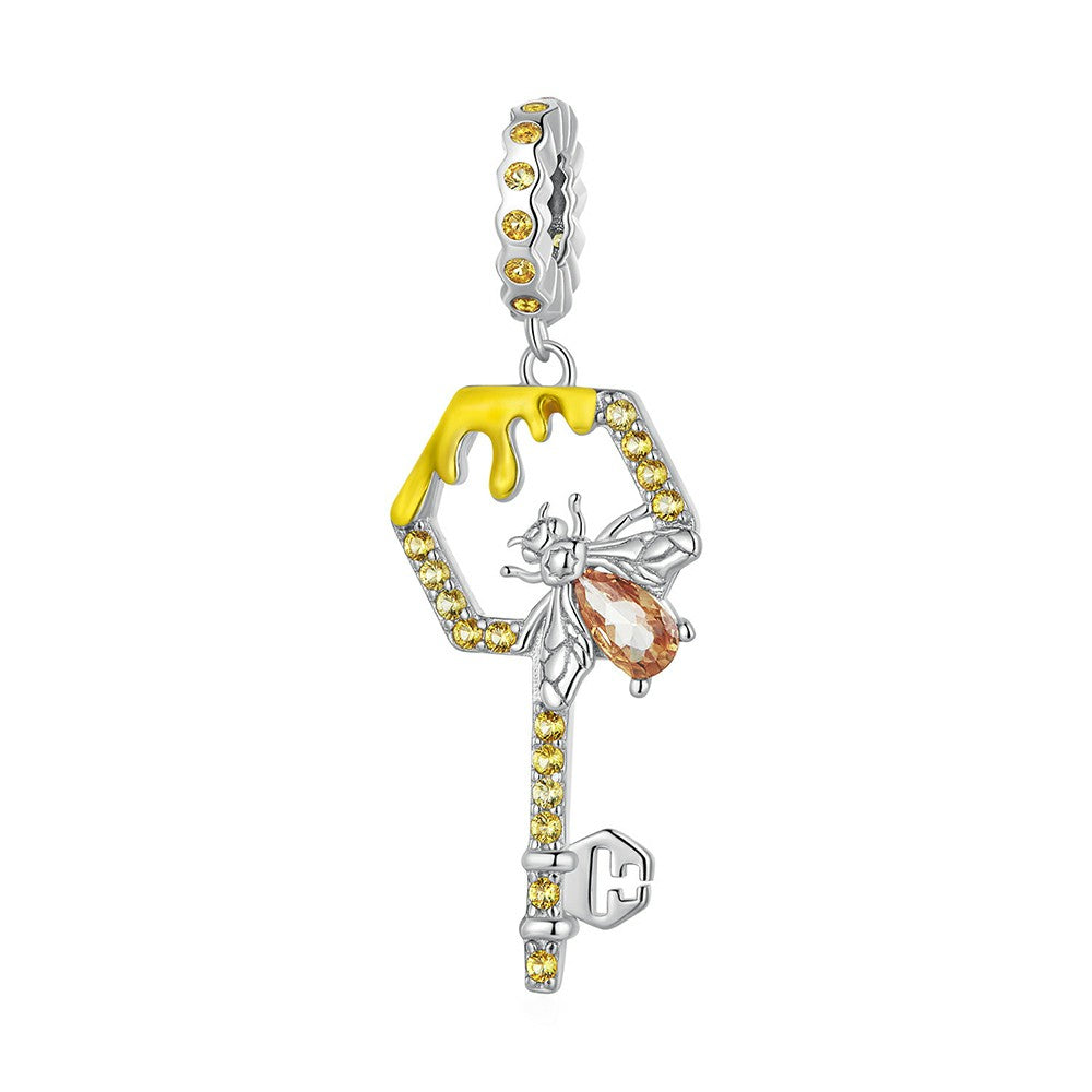 Bienenstock-Schlüssel-Anhänger, 925er Sterlingsilber, yb2349