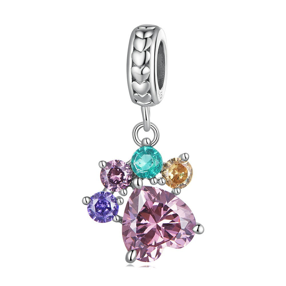 Bunte süße Krallen baumeln Charm 925 Sterling Silber yb2352