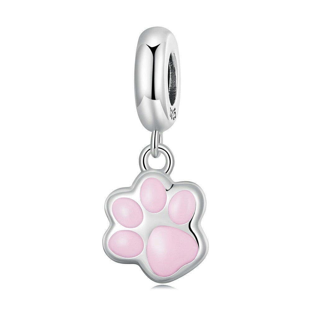 Mini-Anhänger mit weißer Katzenpfote, 925er Sterlingsilber, YB2357
