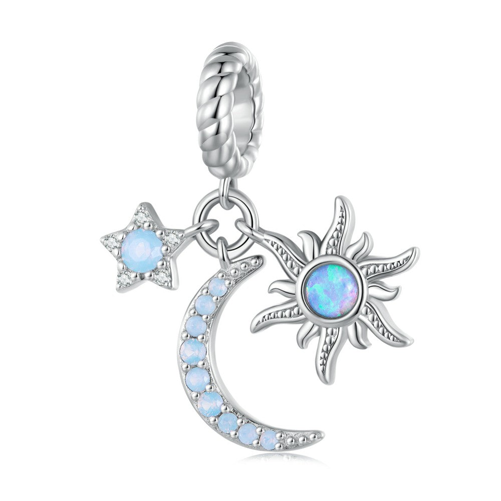 Anhänger „Sonne, Mond und Stern“, 925er Sterlingsilber, YB2388