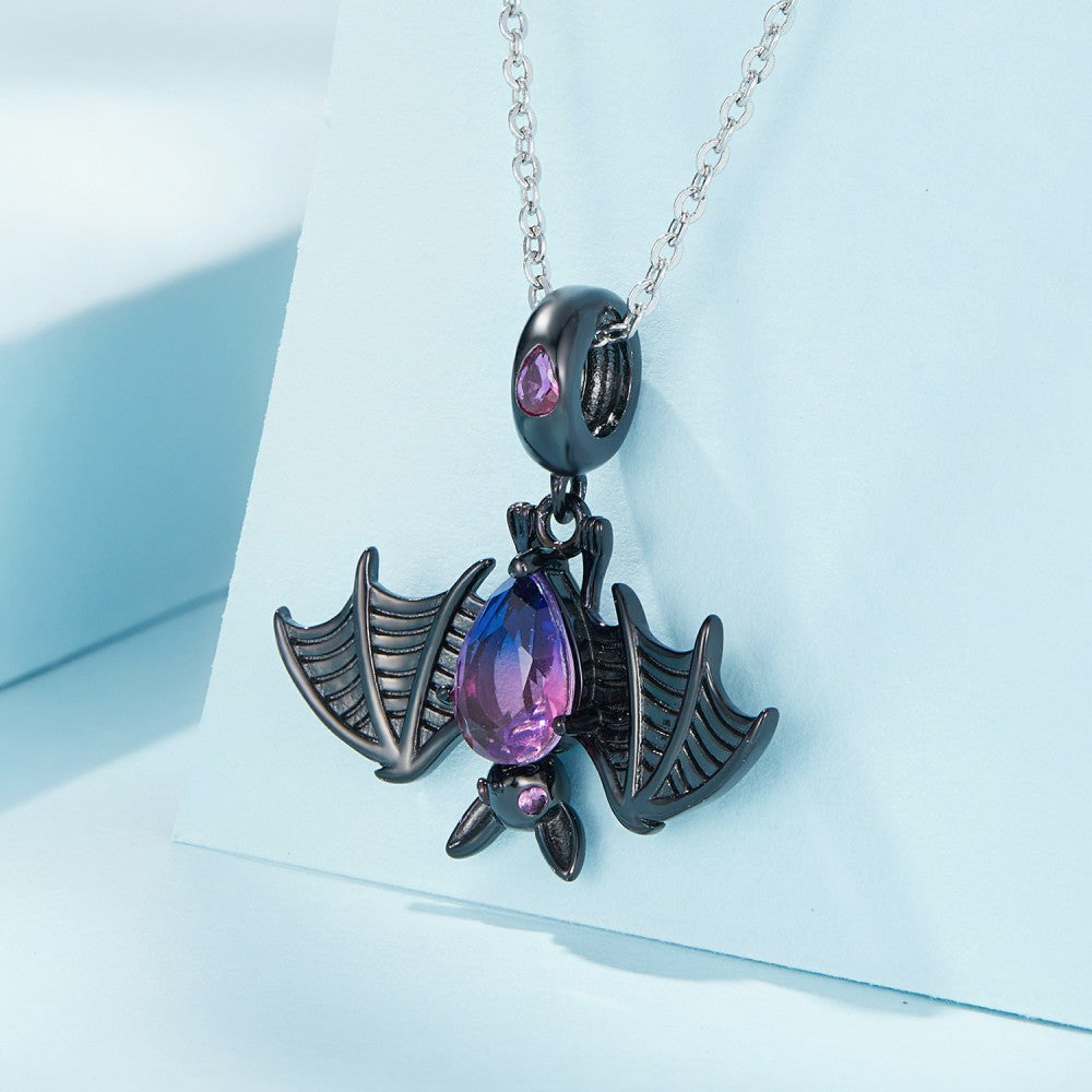 Schwarzer Fledermaus-Anhänger aus 925er Sterlingsilber, YB2422