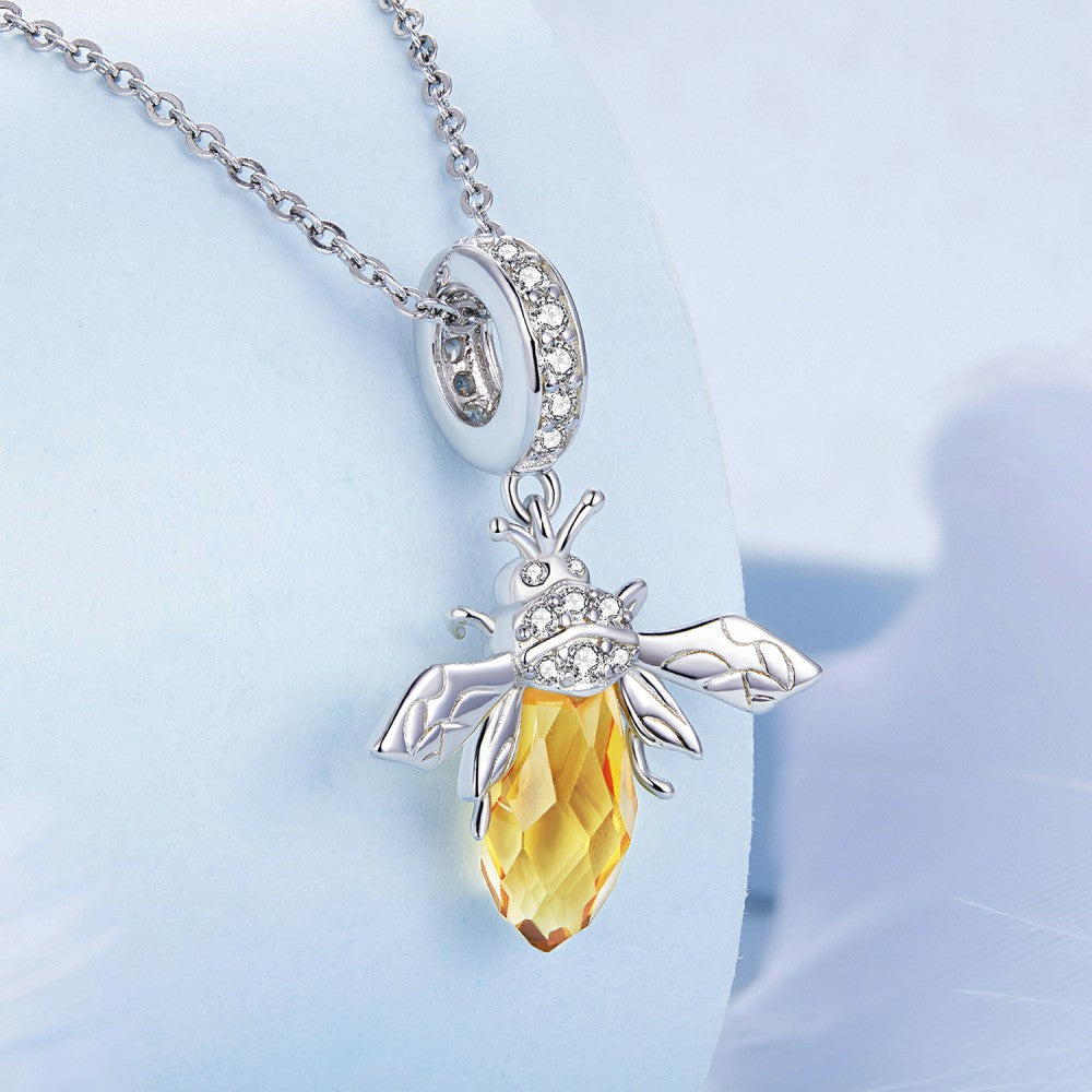 Biene gelb baumelnder Anhänger 925 Sterling Silber yb2428