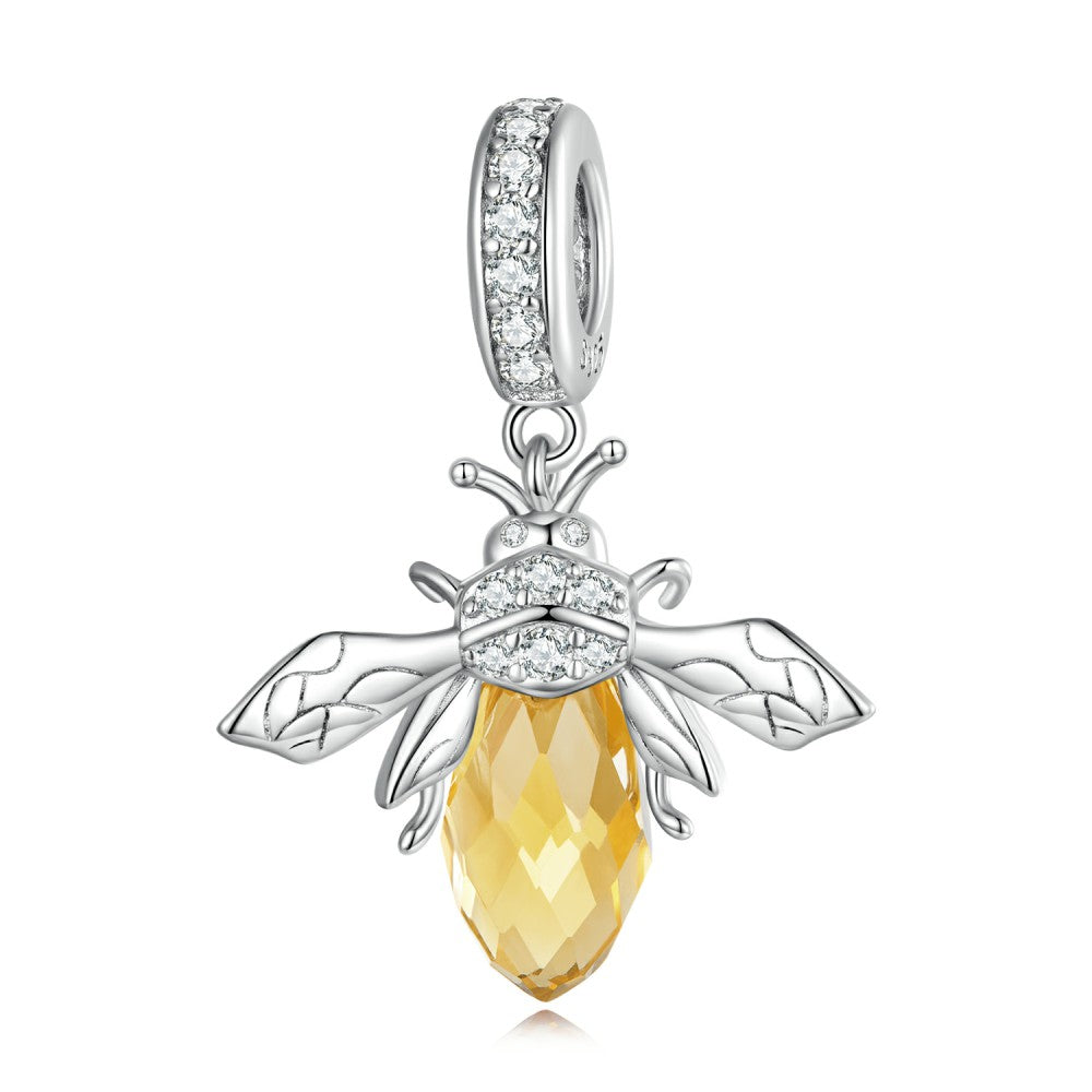 Biene gelb baumelnder Anhänger 925 Sterling Silber yb2428