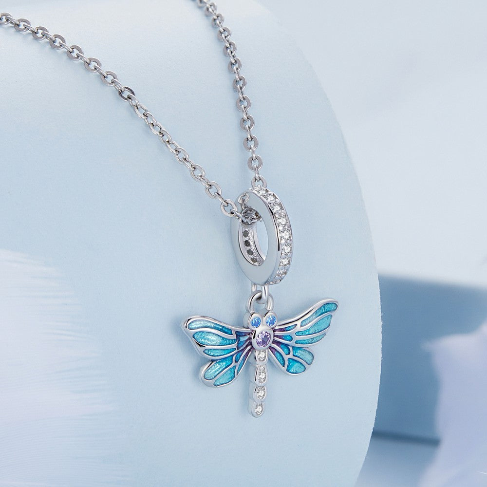 Blauer Libellen-Anhänger aus 925er Sterlingsilber, YB2461
