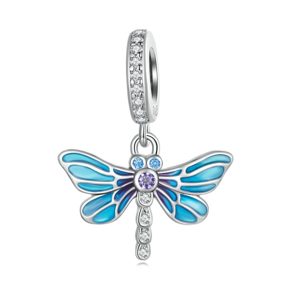 Blauer Libellen-Anhänger aus 925er Sterlingsilber, YB2461