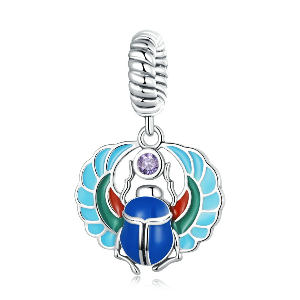 Blauer Skarabäus-Anhänger aus 925er Sterlingsilber, YB2513