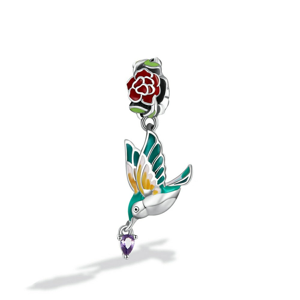 Blumen- und Vogel-Anhänger aus 925er Sterlingsilber, YB2547