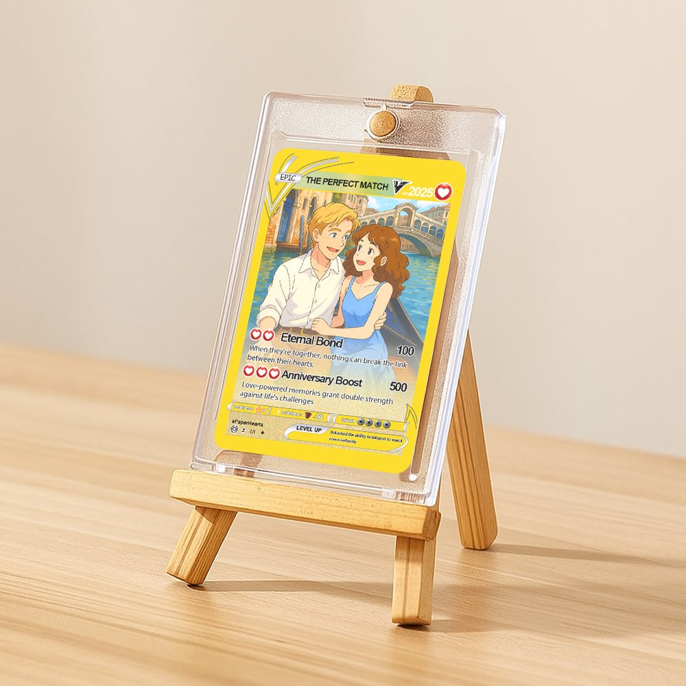 Personalisierte Pokemon-karte, Personalisiertes Poke-geschenk Mit Acrylhülle, Cartoon-karte, Jubiläumsgeschenke Für Ihn - soufeelde