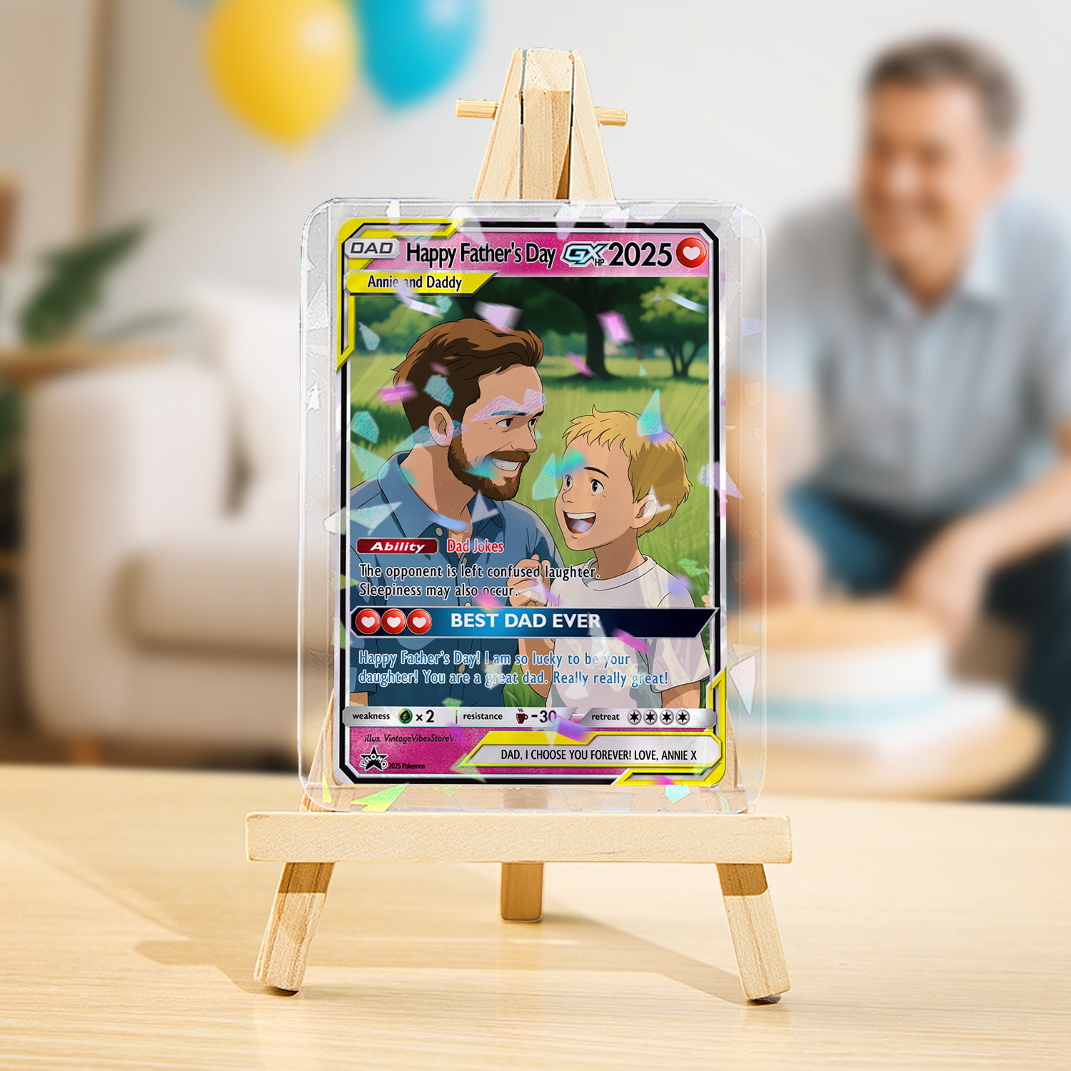 Personalisierte Pokemon-karte Zum Vatertag, Personalisierte Foto-kunstkarte, Beste Papa-geldbörsenkarte, Vatertagsgeschenk Von Kindern, Geschenk Für Neuen Papa - soufeelde